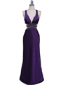 7153 Purple Satin Evening Dress - Purple, Front View Thumbnail