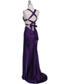 7153 Purple Satin Evening Dress - Purple, Back View Thumbnail