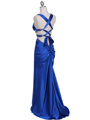 7153 Royal Blue Satin Evening Dress - Royal Blue, Back View Thumbnail