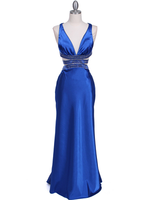 7153 Royal Blue Satin Evening Dress, Royal Blue