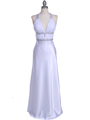 7154 White Satin Evening Dress - White, Front View Thumbnail