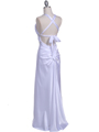 7154 White Satin Evening Dress - White, Back View Thumbnail