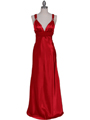 7157 Red Satin Evening Dress - Red, Front View Thumbnail