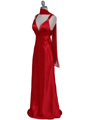 7157 Red Satin Evening Dress - Red, Alt View Thumbnail