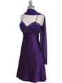7166 Purple Cocktail Dress with Rhinestone Trim - Purple, Alt View Thumbnail