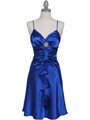 7168 Royal Blue Cocktail Dress with Rhinestone Pin - Royal Blue, Front View Thumbnail