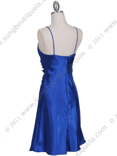 7168 Royal Blue Cocktail Dress with Rhinestone Pin - Royal Blue, Back View Medium