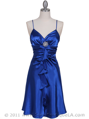 7168 Royal Blue Cocktail Dress with Rhinestone Pin, Royal Blue