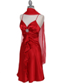 7168 Red Cocktail Dress with Rhinestone Pin - Red, Alt View Thumbnail