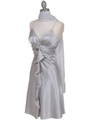7168 Silver Cocktail Dress with Rhinestone Pin - Silver, Alt View Thumbnail
