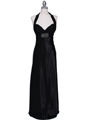 7173 Black Halter Evening Dress - Black, Front View Thumbnail