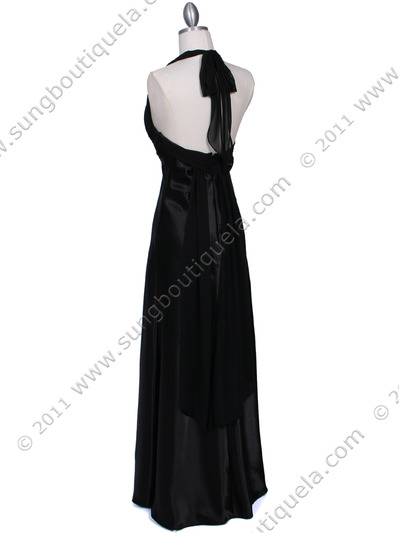 7173 Black Halter Evening Dress - Black, Back View Medium