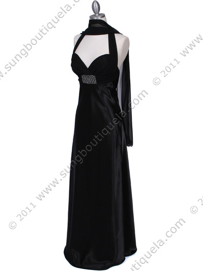 7173 Black Halter Evening Dress - Black, Alt View Medium