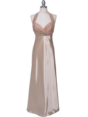 7173 Gold Halter Evening Dress, Gold