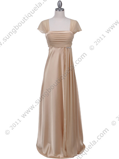 7302 Gold Evening Dress - Gold, Front View Medium