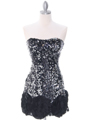 74177 Black Silver Sequin Party Dress - Black Silver, Front View Thumbnail