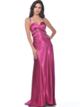 7505 Charmeuse Evening Dress with Crisscross Back - Raspberry, Front View Thumbnail