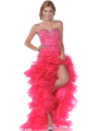 7529 Strapless Sweetheart High Low Prom Dress - Hot Pink, Front View Thumbnail
