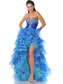 7530 Royal Blue Strapless Sweetheart Cut High Low Prom Dress - Royal Blue, Front View Thumbnail