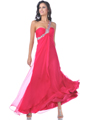 7539 Sparkling Single Strap Chiffon Prom Dress - Fuschia, Front View Thumbnail