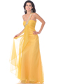 7539 Sparkling Single Strap Chiffon Prom Dress - Yellow, Front View Thumbnail