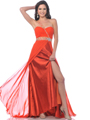 7546 Sweetheart Embellished One Shoulder Prom Dress - Orange, Front View Thumbnail