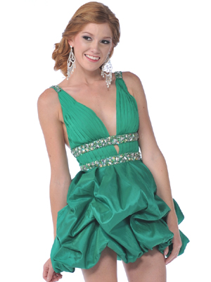 7548 Green Bubble Prom Dresses, Green