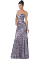 7550 Purple Strapless Sequin Prom Dress - Purple, Front View Thumbnail