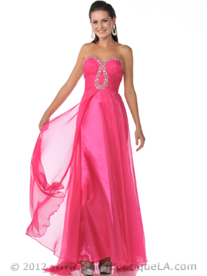 7562 Fuschia Sweetheart Chiffon Prom Dress, Fuschia