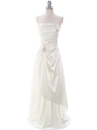 7700 Ivory Charmeuse Evening Dress - Ivory, Front View Thumbnail
