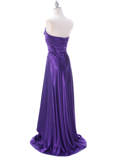 7700 Purple Charmeuse Evening Dress - Purple, Back View Medium
