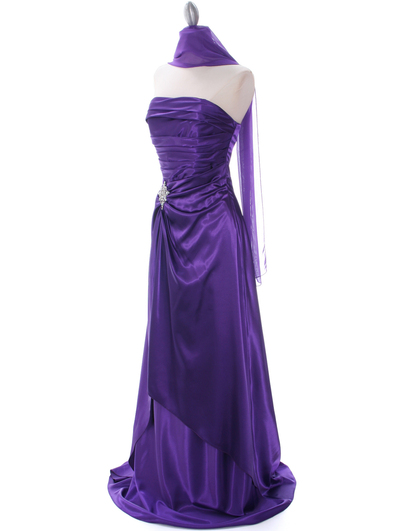 7700 Purple Charmeuse Evening Dress - Purple, Alt View Medium