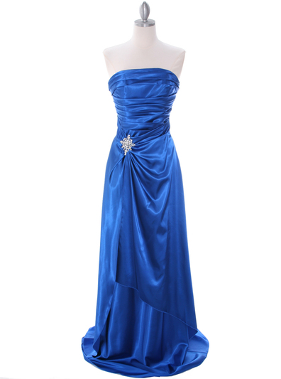 7700 Royal Charmeuse Evening Dress - Royal Blue, Front View Medium