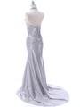 7701 Silver Evening Dress - Silver, Back View Thumbnail