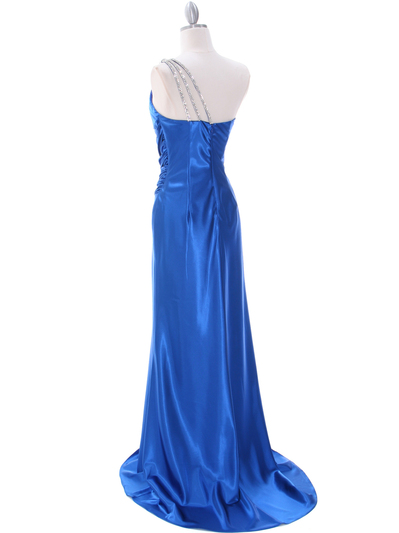 7702 Royal Blue Evening Dress with Rhinestone Straps - Royal Blue, Back View Medium
