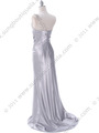 7702 Silver Evening Dress with Rhinestone Straps - Silver, Back View Thumbnail