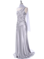 7702 Silver Evening Dress with Rhinestone Straps - Silver, Alt View Thumbnail
