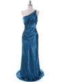 7702 Teal Bridesmaid Dress with Rhinestone Straps - Teal, Front View Thumbnail