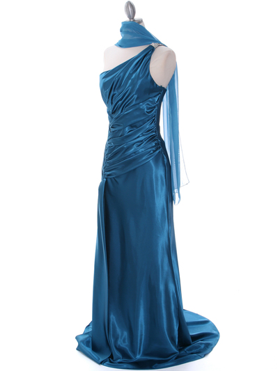 7702 Teal Bridesmaid Dress with Rhinestone Straps - Teal, Alt View Medium