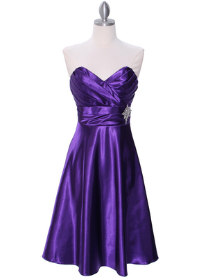 7703 Purple Tea Length Dress, Purple