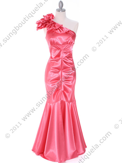 7710 Coral Prom Dress - Coral, Front View Medium