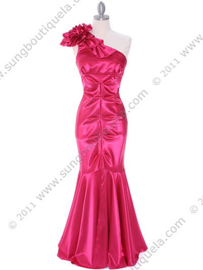7710 Fuschia Evening Dress - Fuschia, Front View Medium