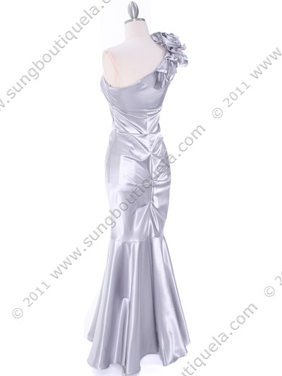 7710 Silver Evening Dress - Silver, Back View Medium