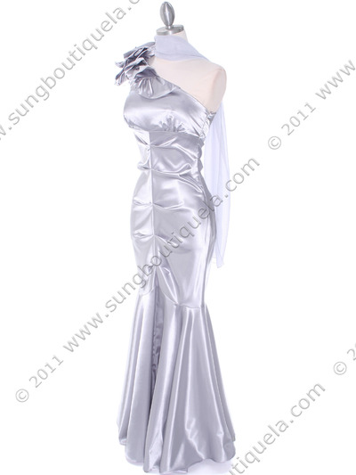 7710 Silver Evening Dress - Silver, Alt View Medium
