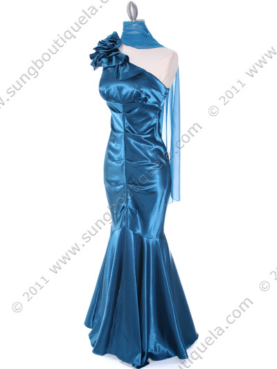 7710 Teal Evening Dress - Teal, Alt View Medium