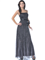 7732L Lace Overlay Leopard Print Evening Dress - Black, Front View Thumbnail