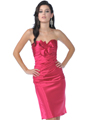 7734 Strapless Charmeuse Pencil Dress - Fuschia, Front View Thumbnail