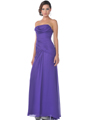 7736 Strapless Drape Front Pleated Evening Dress - Purple, Front View Thumbnail