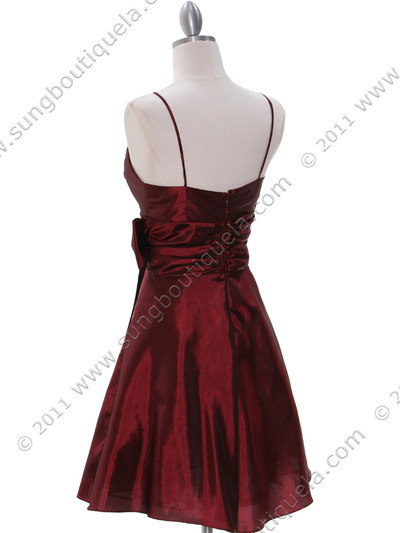 7742 Raspberry Tafetta Homecoming Dress - Raspberry, Back View Medium