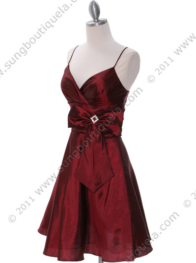 7742 Raspberry Tafetta Homecoming Dress - Raspberry, Alt View Medium